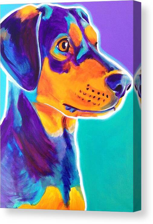 Black And Tan Canvas Print featuring the painting Black and Tan Coonhound - Charlie by Dawg Painter
