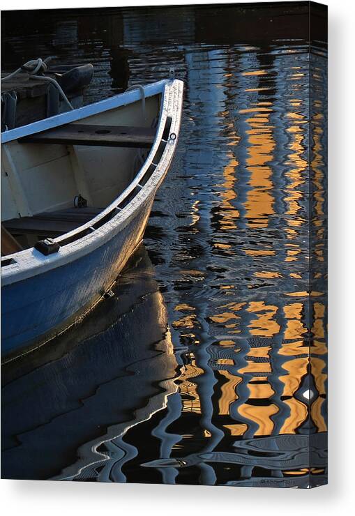 Boat Canvas Print featuring the photograph Blue Boat Morning by Deborah Smith