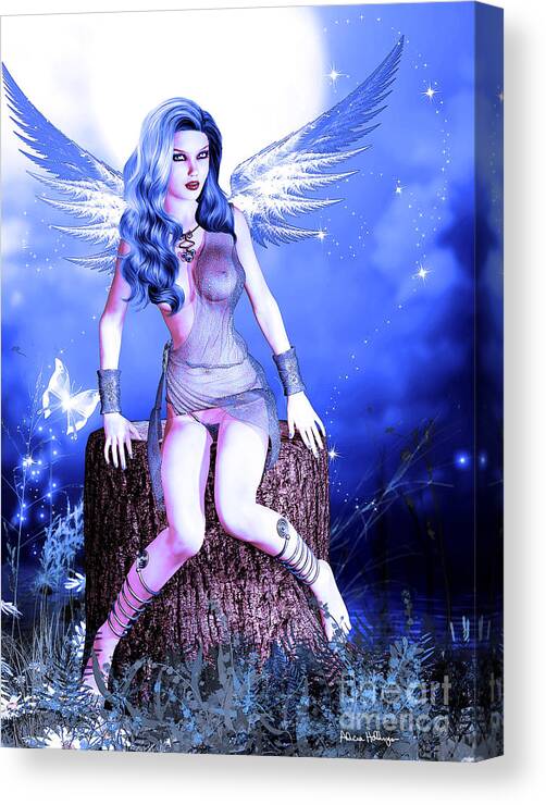 Pin-up Canvas Print featuring the digital art Blue Fairy by Alicia Hollinger