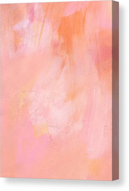 Pink Abstract Canvas Print featuring the painting Blush- abstract painting in pinks by Linda Woods