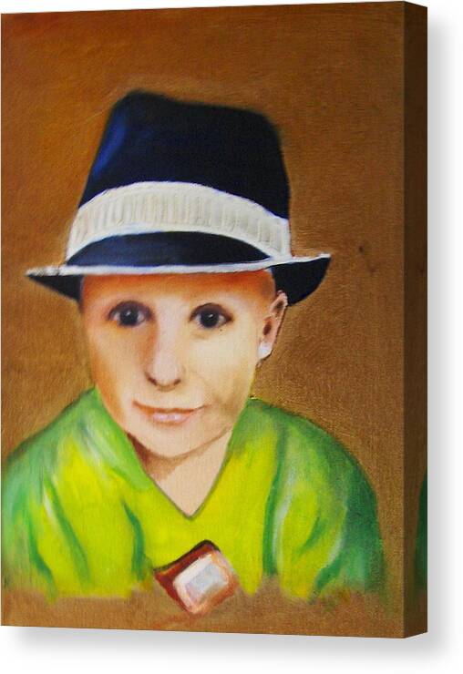 Art Canvas Print featuring the painting Boy With A Hat by Ryszard Ludynia