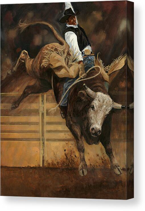 Bull Riding 1 Canvas Print / Canvas Art by Don Langeneckert