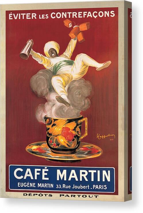 Advertising Canvas Print featuring the painting Cafe Martin 1921 by Leonetto Cappiello