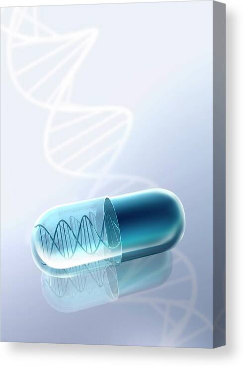 3 Dimensional Canvas Print featuring the photograph Capsule With Dna by Victor Habbick Visions/science Photo Library