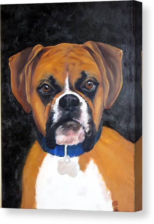 Boxer Canvas Print featuring the painting Cassius by Karen Coggeshall