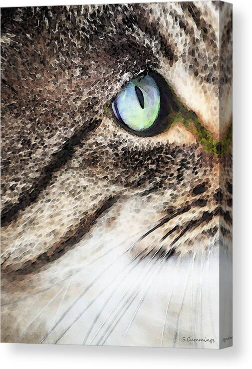 Cat Canvas Print featuring the painting Cat Art - Looking For You by Sharon Cummings