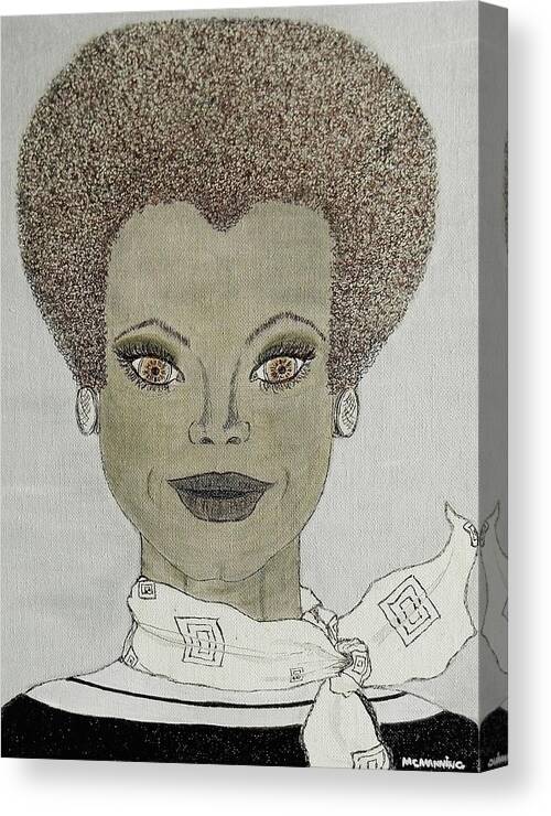 African American Lady With An Afro Hairdo Art Prints Canvas Print featuring the painting Cat Eyes by Celeste Manning