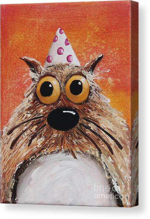 Whimsical Canvas Print featuring the painting Catitude by Lucia Stewart