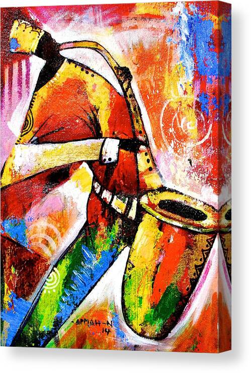 Appiah Ntiaw Canvas Print featuring the painting Celebrating Music by Appiah Ntiaw