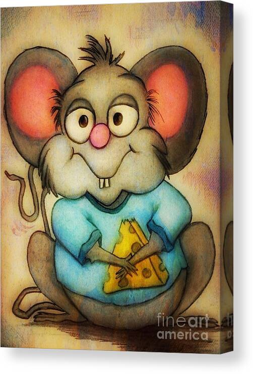 Cartoon Canvas Print featuring the painting Cheeze by Vickie Scarlett-Fisher
