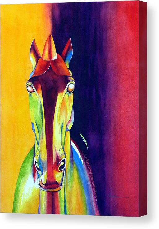 Mary Dove Art Canvas Print featuring the painting Chinese Dream Horse by Mary Dove