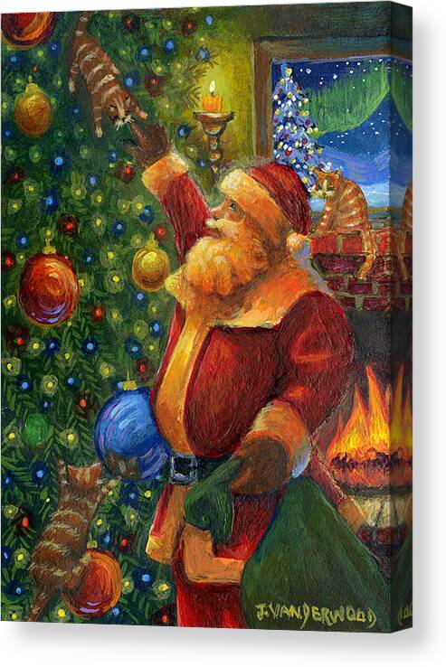 Santa Claus Canvas Print featuring the painting Christmas Eve Santa by Jacquelin L Westerman