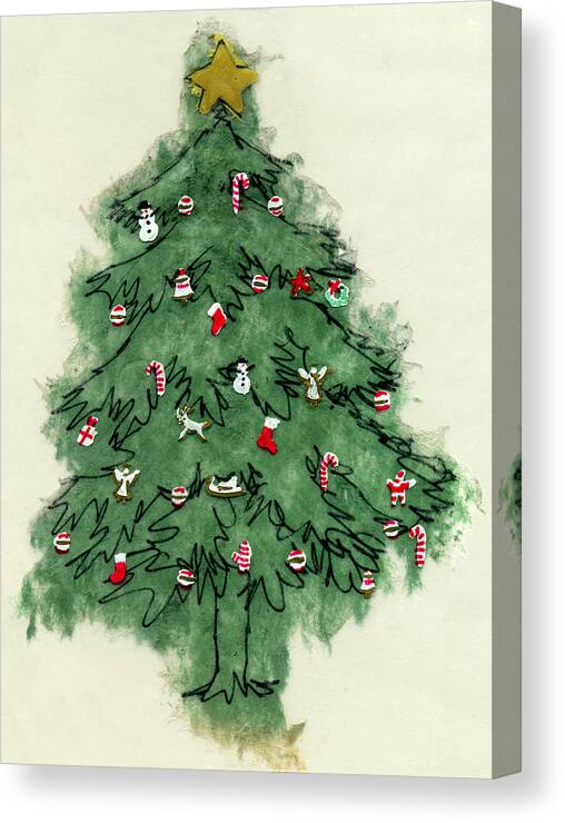 Christmas Paintings Canvas Print featuring the painting Christmas Tree by Mary Helmreich