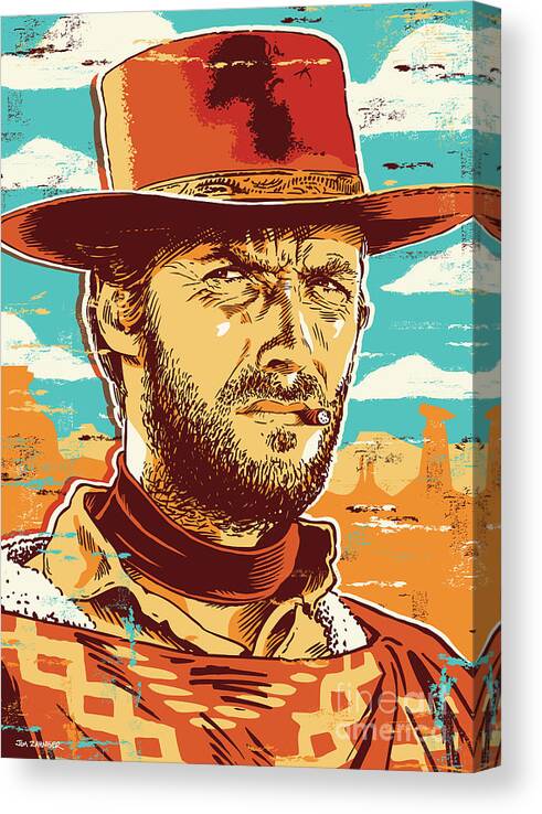 Illustration Canvas Print featuring the digital art Clint Eastwood Pop Art by Jim Zahniser
