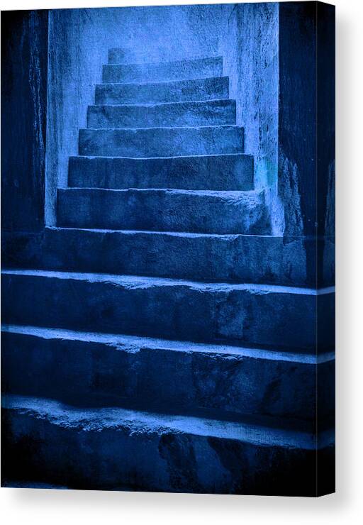 Artistic Stairs Art Print Canvas Print featuring the photograph Coliseum Stairs Blue by Bob Coates