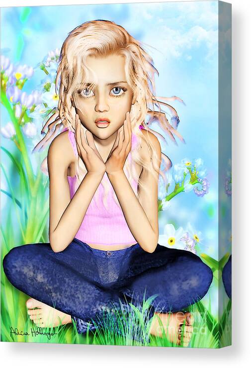 Child Canvas Print featuring the mixed media Confused Little Girl by Alicia Hollinger