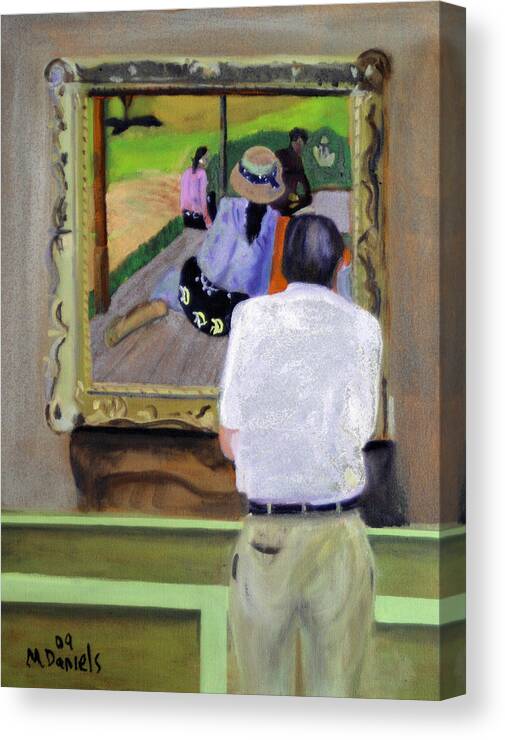 Gauguin Canvas Print featuring the painting Contemplating Gauguin by Michael Daniels