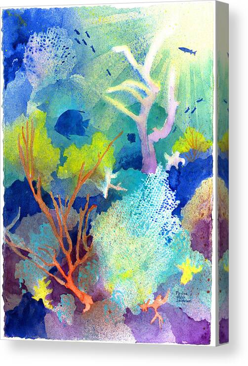 Coral Reefs Canvas Print featuring the painting Coral Reef Dreams 1 by Pauline Walsh Jacobson