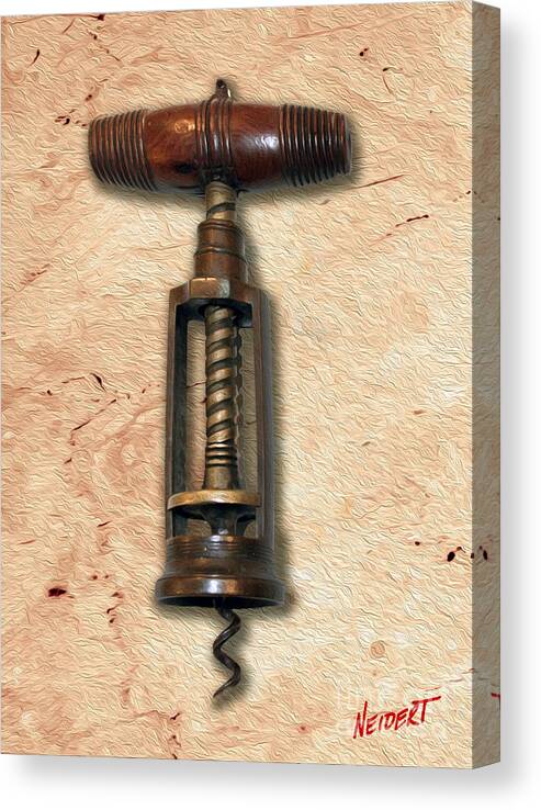 Corkscrew Canvas Print featuring the mixed media Vintage Corkscrew Painting 2 by Jon Neidert