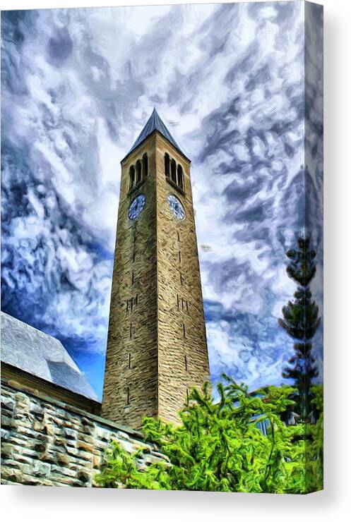 Cornell Canvas Print featuring the photograph Cornell Clock Tower by Russ Considine