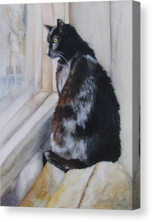 Cat Canvas Print featuring the drawing Couch Potato by Lori Brackett