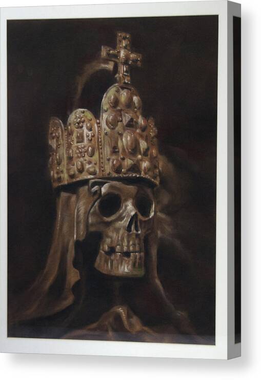 Death -- Vanitas- Memento Mori - Pastel - Gothic Canvas Print featuring the drawing Crowned Death by Paez Antonio