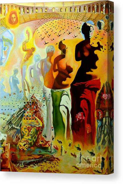 Salvador Dali Canvas Print featuring the painting Dali Oil Painting Reproduction - The Hallucinogenic Toreador by Mona Edulesco