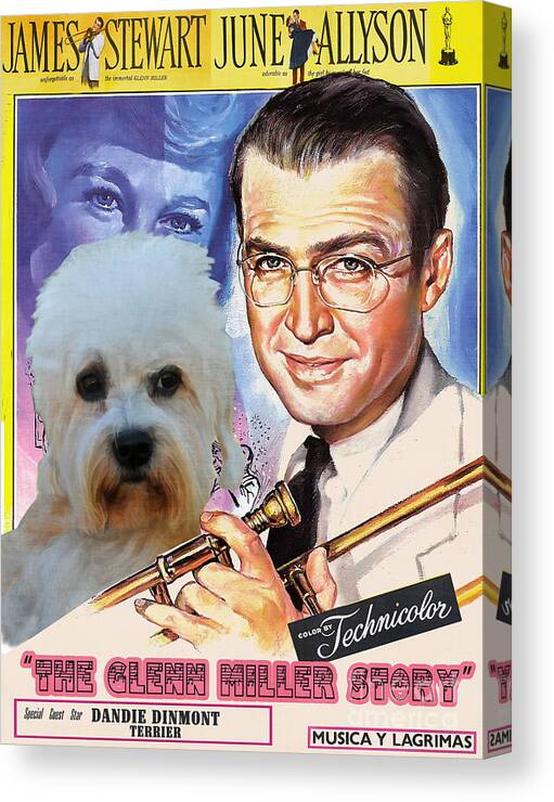 Dandie Dinmont Terrier Canvas Print featuring the painting Dandie Dinmont Terrier Art Canvas Print - The Glenn Miller Story Movie Poster by Sandra Sij