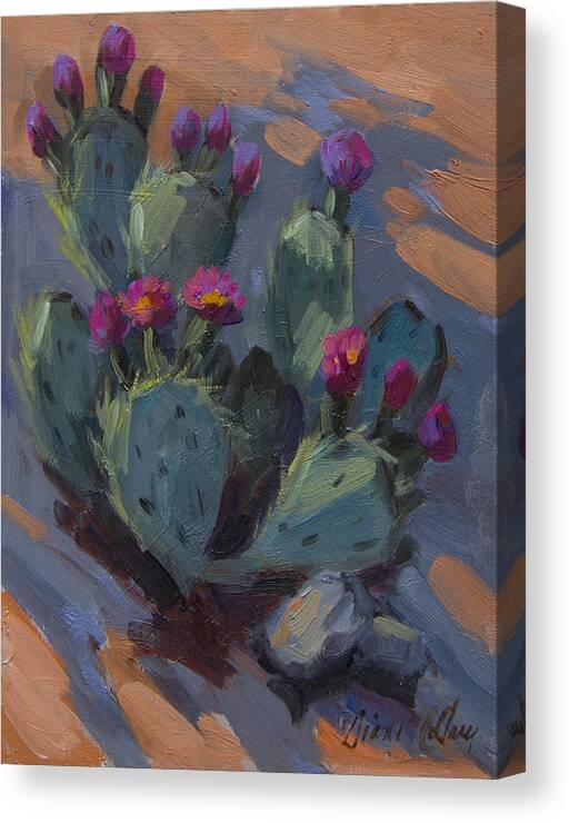 Cactus Canvas Print featuring the painting Desert Beaver Tail Cactus by Diane McClary