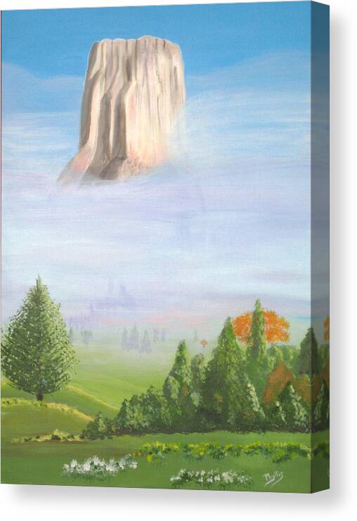 Devils Tower Canvas Print featuring the painting Devil's Tower by Phyllis Kaltenbach