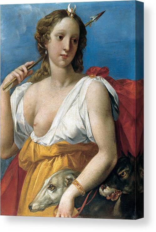 Giuseppe Cesari Canvas Print featuring the painting Diane the Huntress by Giuseppe Cesari