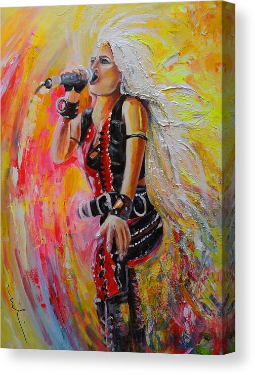 Music Canvas Print featuring the painting Doro Pesch by Miki De Goodaboom