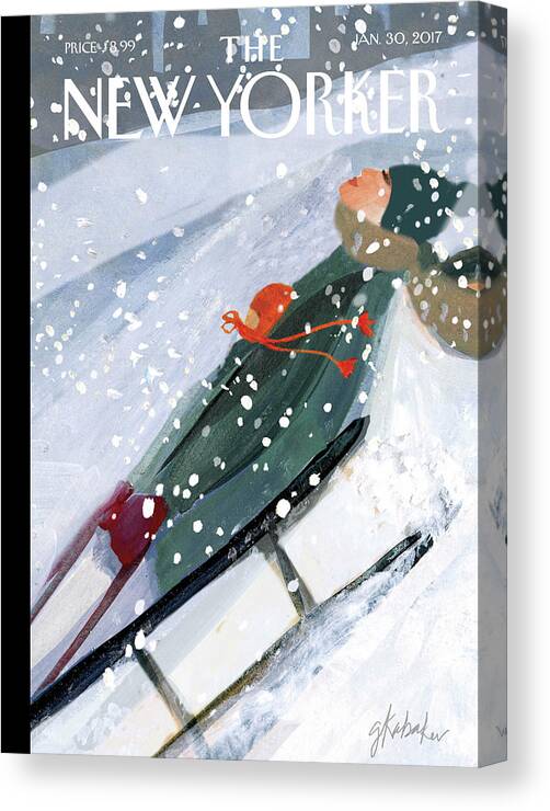Downhill Racers Canvas Print featuring the painting Downhill Racers by Gayle Kabaker