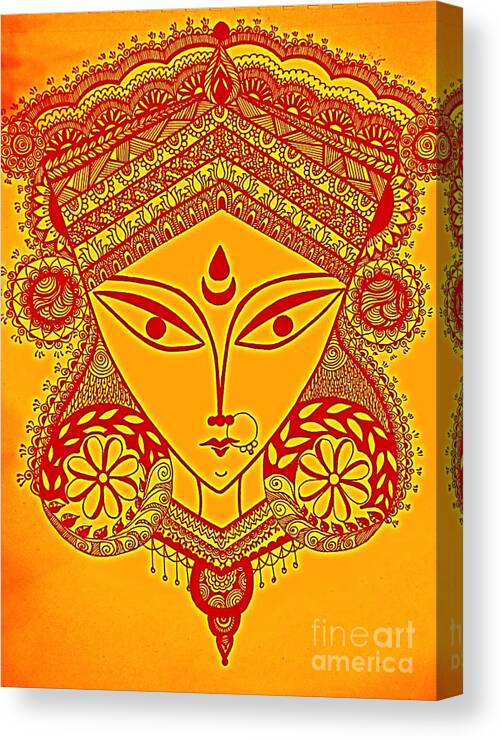 Image of Sketch Of Goddess Durgi Or Durga Maa Sitting Above The Tiger And  Lion Killing Mahishasura Outline Editable Vector Illustration-BS343026-Picxy