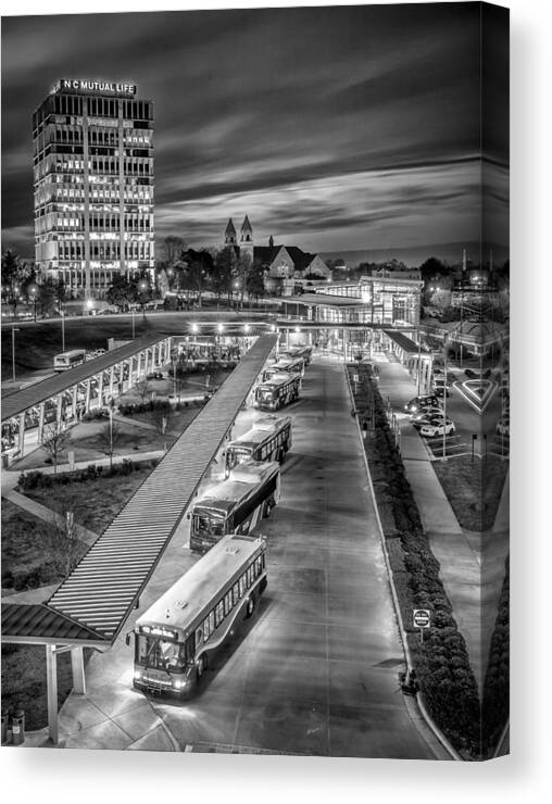 Bus Station Canvas Print featuring the photograph Durham Bus Station by Clarence Burke
