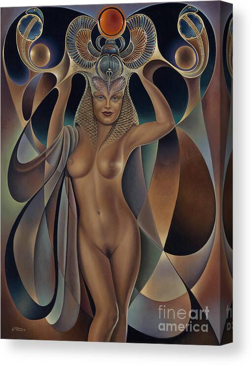 Nude-art Canvas Print featuring the painting Dynamic Queen 5 by Ricardo Chavez-Mendez
