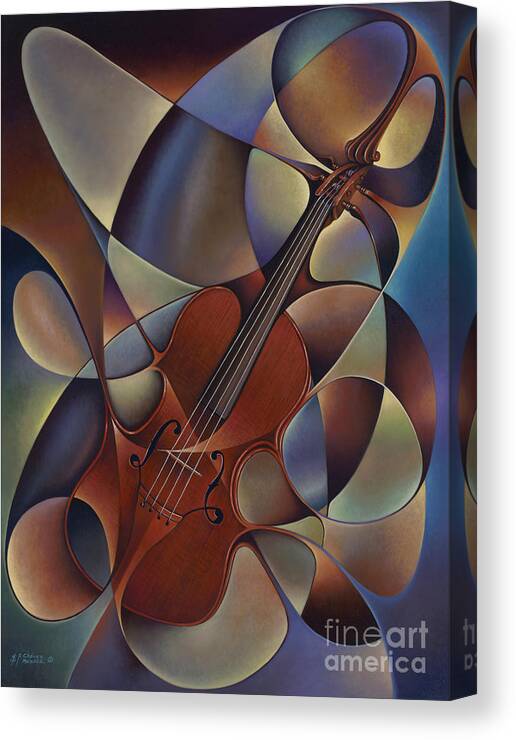 Violin Canvas Print featuring the painting Dynamic Violin by Ricardo Chavez-Mendez