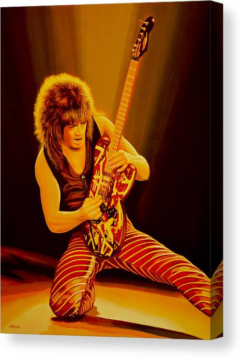 Eddie Van Halen Canvas Print featuring the painting Eddie van Halen Painting by Paul Meijering
