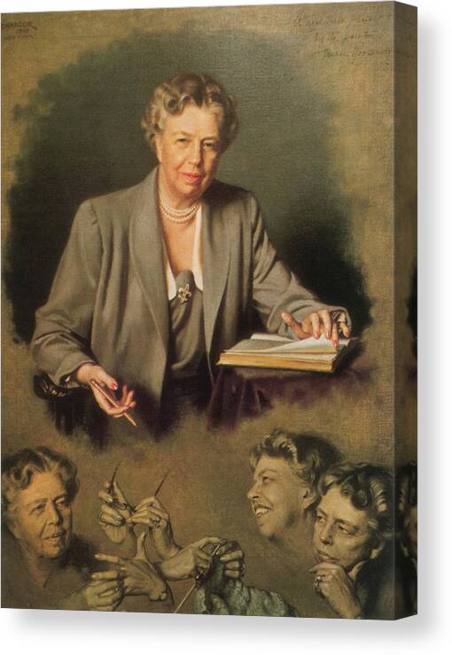 Government Canvas Print featuring the painting Eleanor Roosevelt, First Lady by Science Source