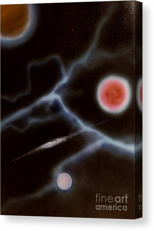 Abstract Painting Of Space Canvas Print featuring the mixed media Electric Flesh by David Neace CPX