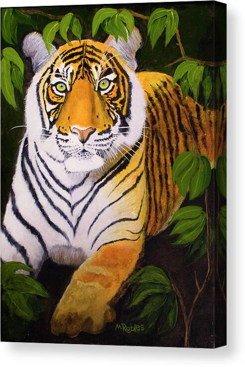 Acrylic Canvas Print featuring the painting Endangered Bengal Tiger by Mike Robles
