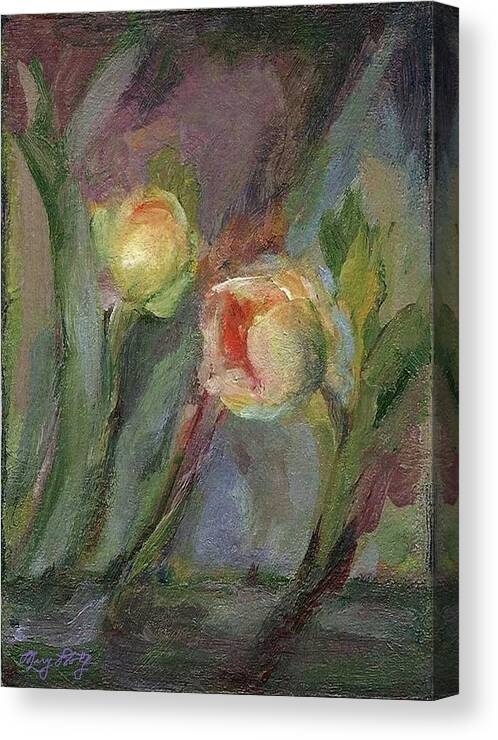 Floral Canvas Print featuring the painting Evening Bloom by Mary Wolf
