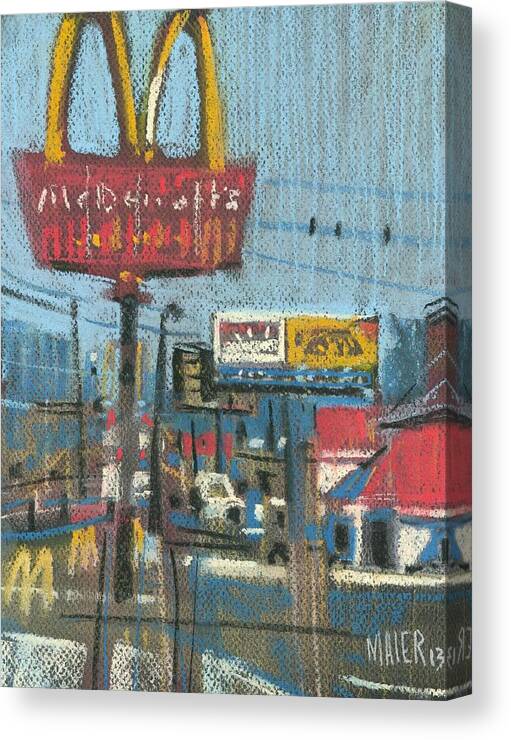 Mcdonald's Canvas Print featuring the painting Fast Foods by Donald Maier