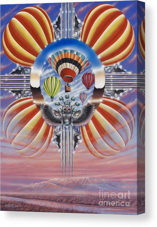Balloons Canvas Print featuring the painting Fiesta De Colores by Ricardo Chavez-Mendez