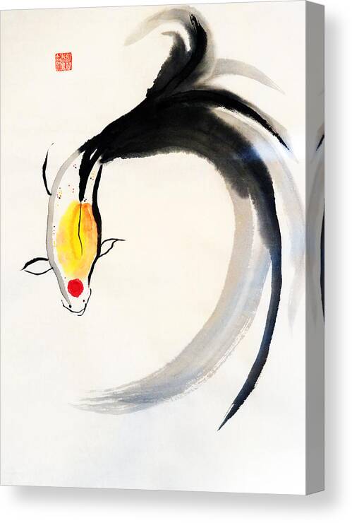 Sumi-e Canvas Print featuring the painting Finding the Flow by Casey Shannon