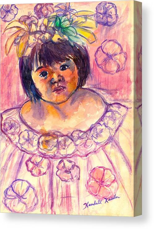 Girl Canvas Print featuring the painting Flower Girl by Kendall Kessler