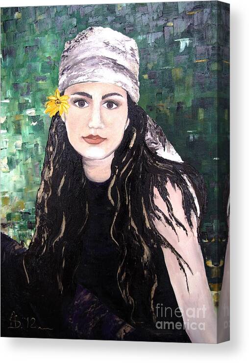 Flower Power Canvas Print featuring the painting Flower Power Girl by Amalia Suruceanu