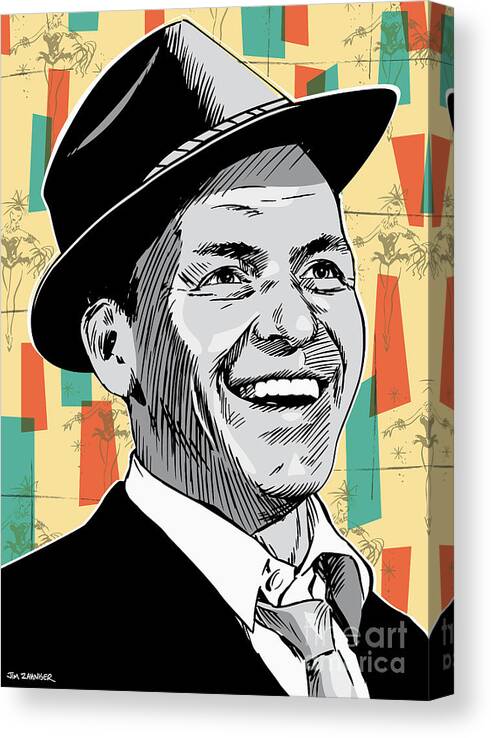 Music Canvas Print featuring the digital art Frank Sinatra Pop Art by Jim Zahniser