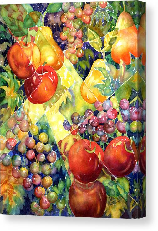 Apples Canvas Print featuring the painting Fruit Fantasy by Ann Nicholson