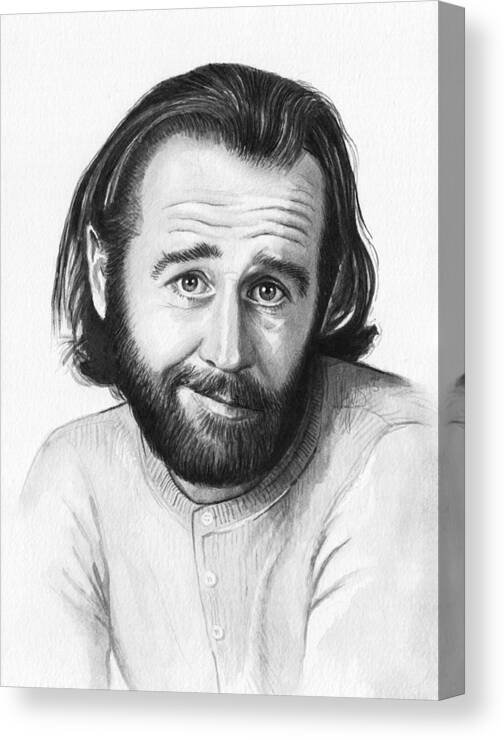 George Carlin Canvas Print featuring the painting George Carlin Portrait by Olga Shvartsur